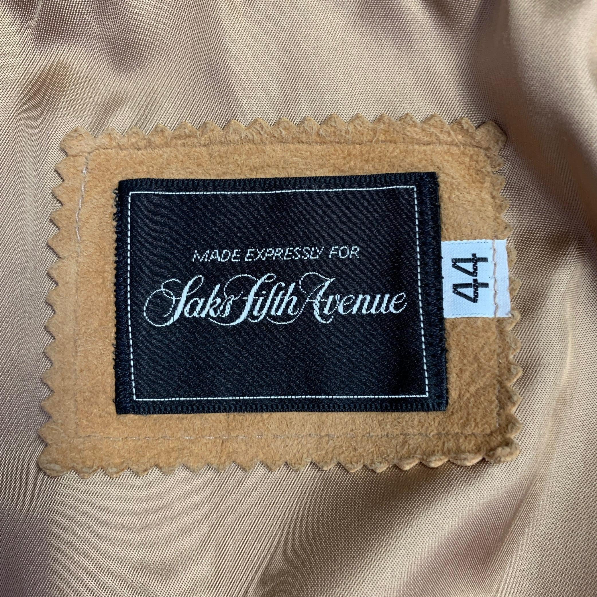SAKS FIFTH AVENUE Vintage Size 44 Beige Suede Bomber Jacket For Sale 5