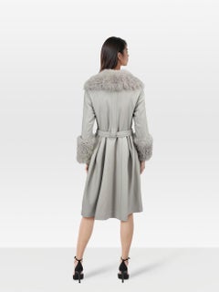 Saks Potts Grey Lamb Leather Foxy Shearling Coat Size S