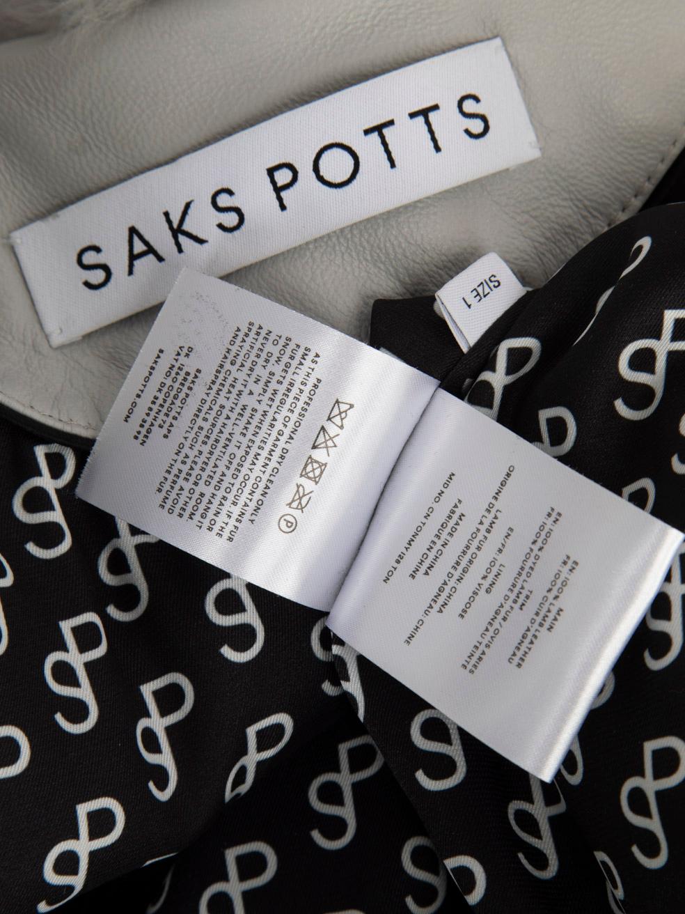 Saks Potts Grey Lamb Leather Foxy Shearling Coat Size S In Good Condition In London, GB