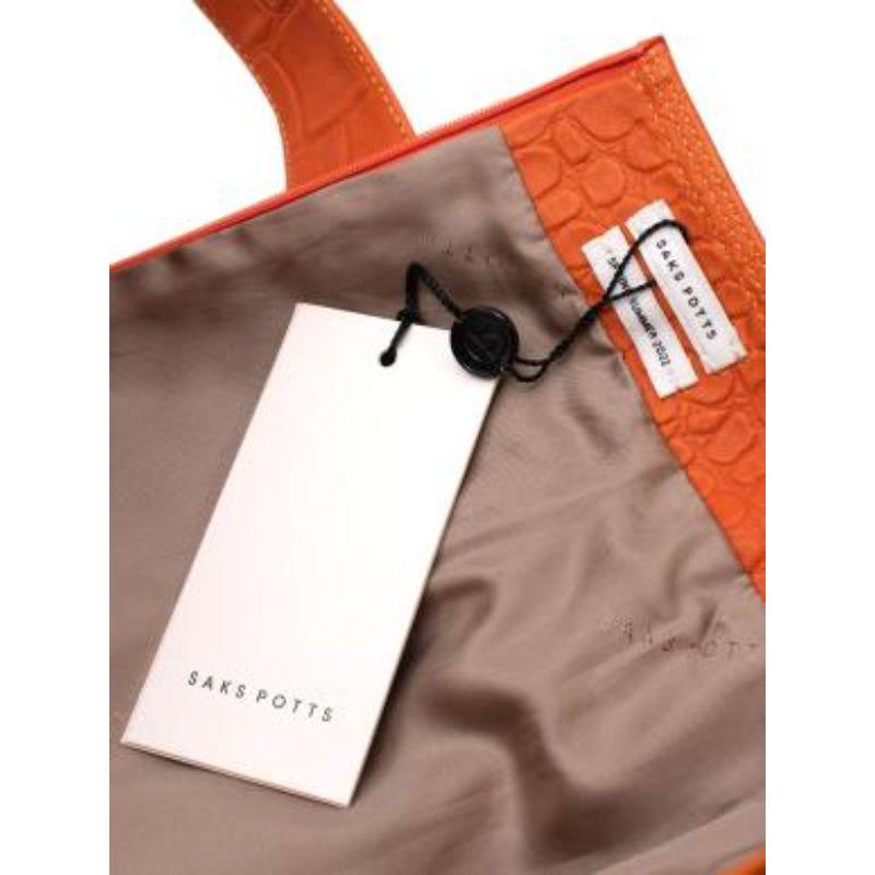Women's Saks Potts New York Orange Crocodile Embossed Leather Skirt For Sale