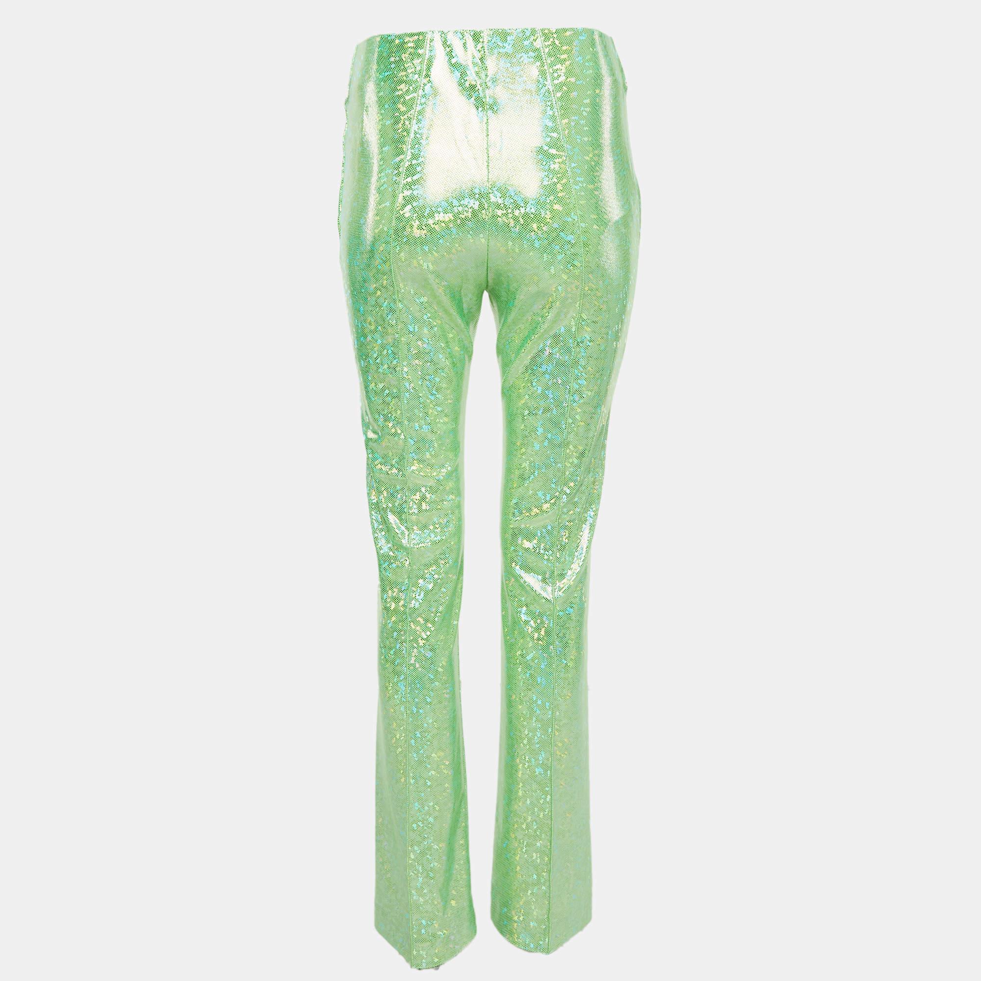 Añade un toque de color a tu atuendo con este sensacional número de Saks Potts Poison Confeccionado en punto de florete verde  Estos leggings te proporcionarán un atractivo confortable y un aspecto elegante.