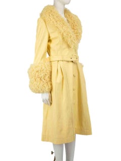 Saks Potts Yellow Leather Foxy Shearling Coat Size XS