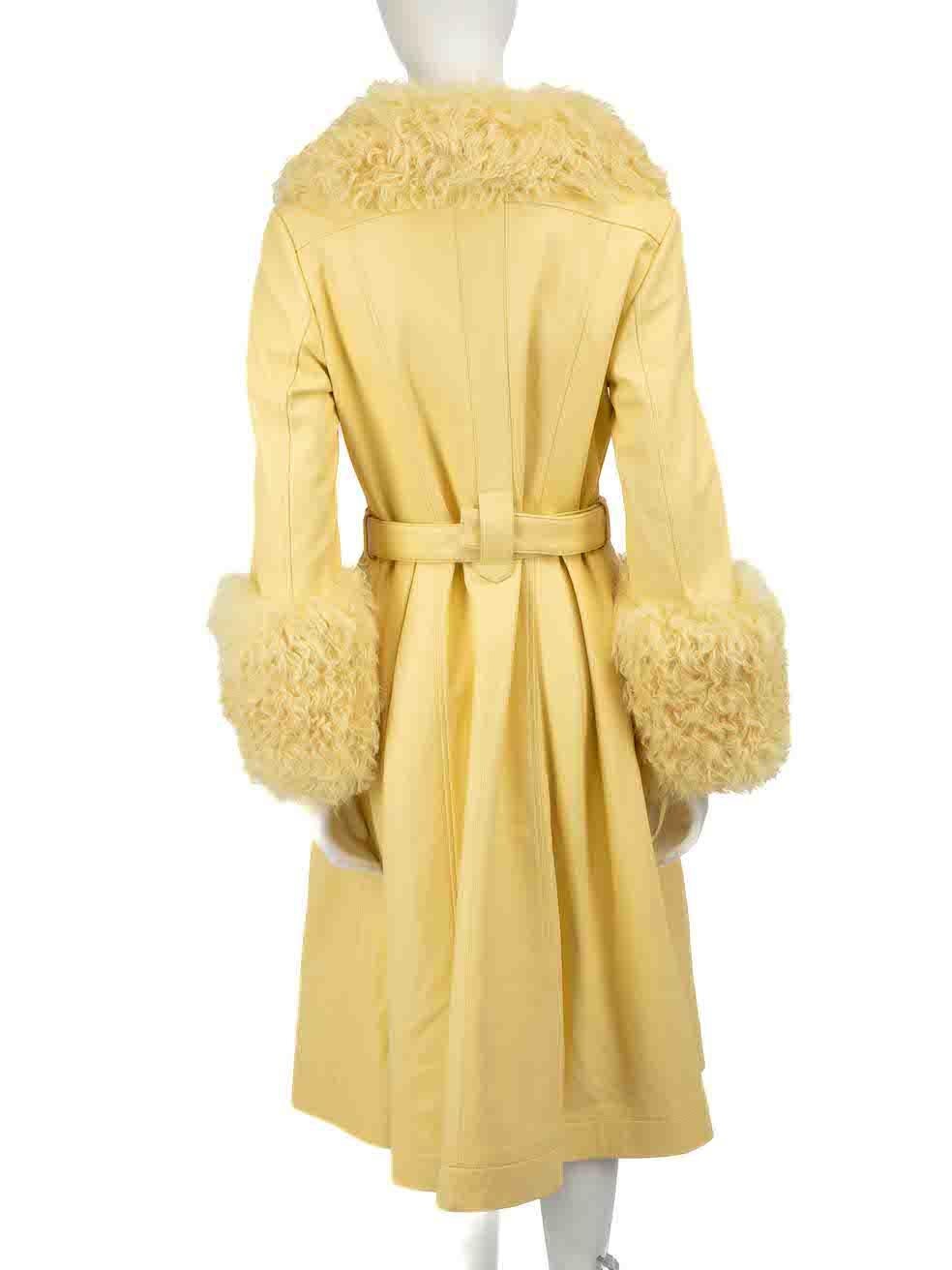 Saks Potts Yellow Leather Foxy Shearling Coat Size XS In Good Condition In London, GB