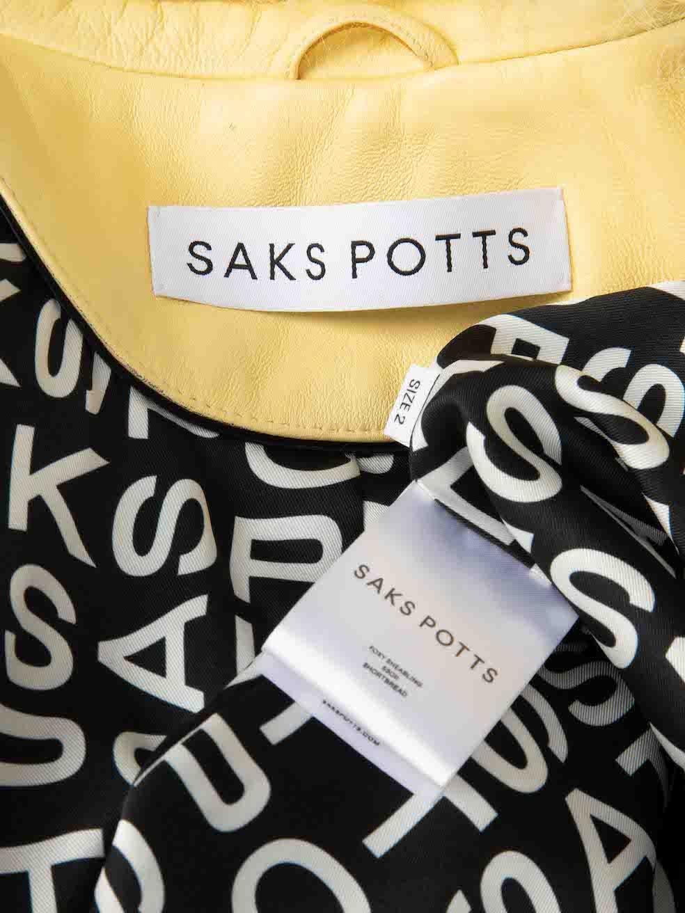 Saks Potts Yellow Leather Foxy Shearling Coat Size XS 3