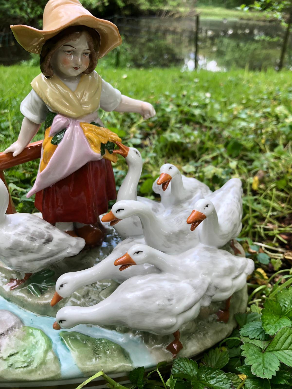 Saksisch Dresden Porcelain 'The Goose Herder', before 1989 For Sale 5