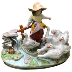 Saksisch Dresden Porcelain 'The Goose Herder', before 1989