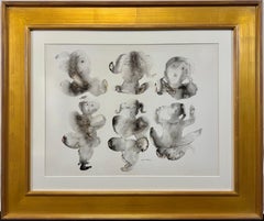 “Six Figures, c. 1965-70” by Sakti Burman (b. 1935) Indian Folklore Watercolor