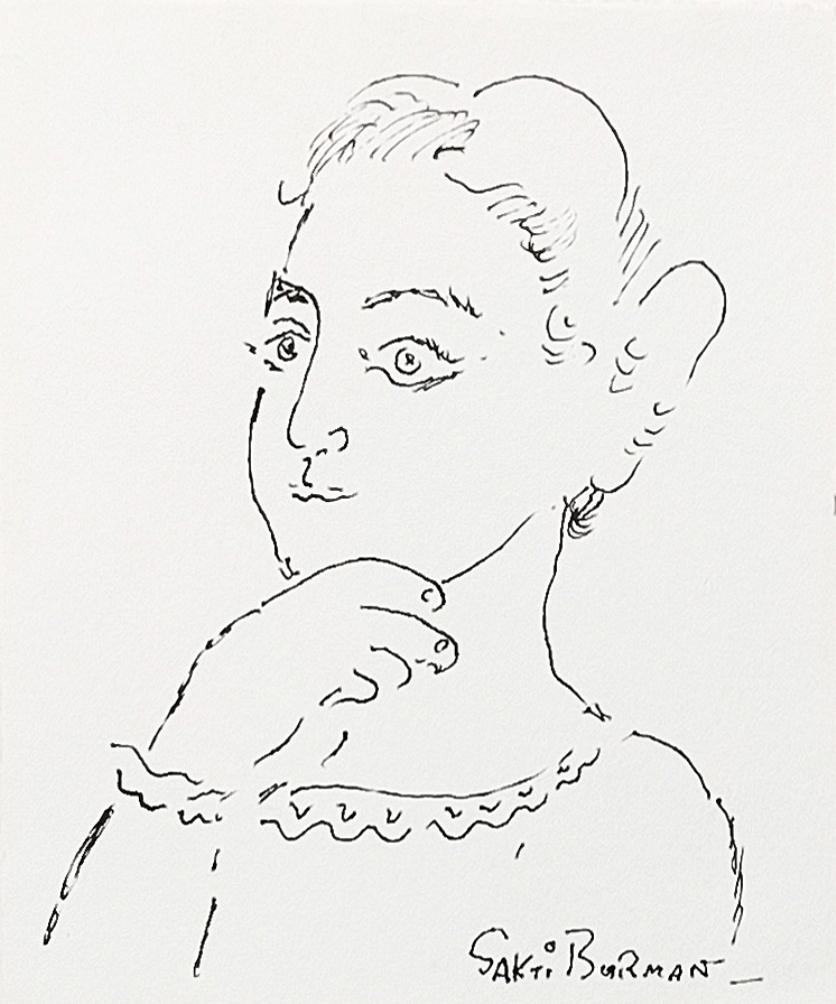 Figurative Art di Sakti Burman - Senza titolo, Figurativo, Inchiostro su carta di Artista Moderno "In magazzino"