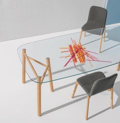 Sakti Dining Table, Natural Ash and Glass by Marialaura Rossiello Irvine