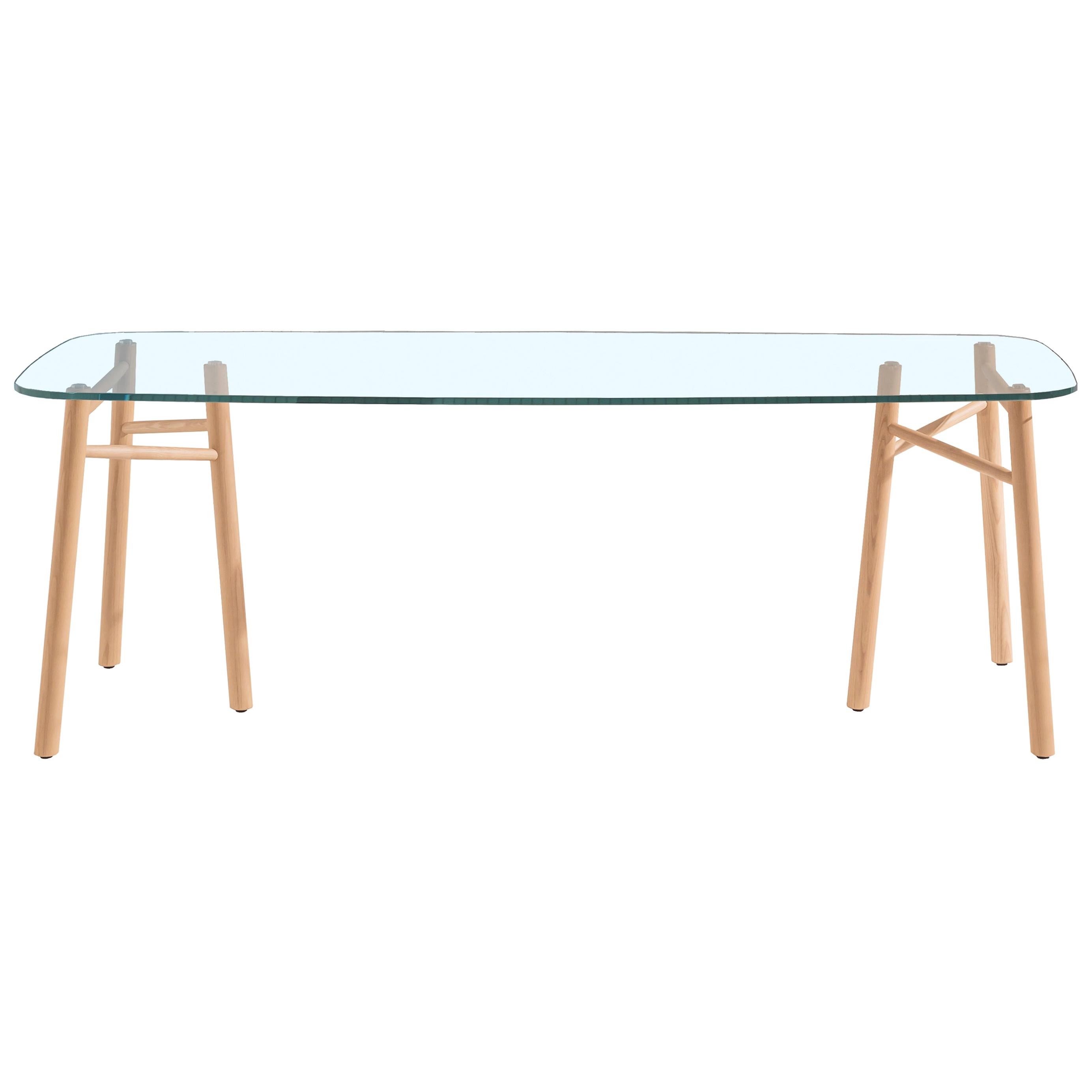 Sakti Dining Table, Natural Ash and Glass by Marialaura Rossiello Irvine For Sale