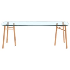 Sakti Dining Table, Natural Ash and Glass by Marialaura Rossiello Irvine