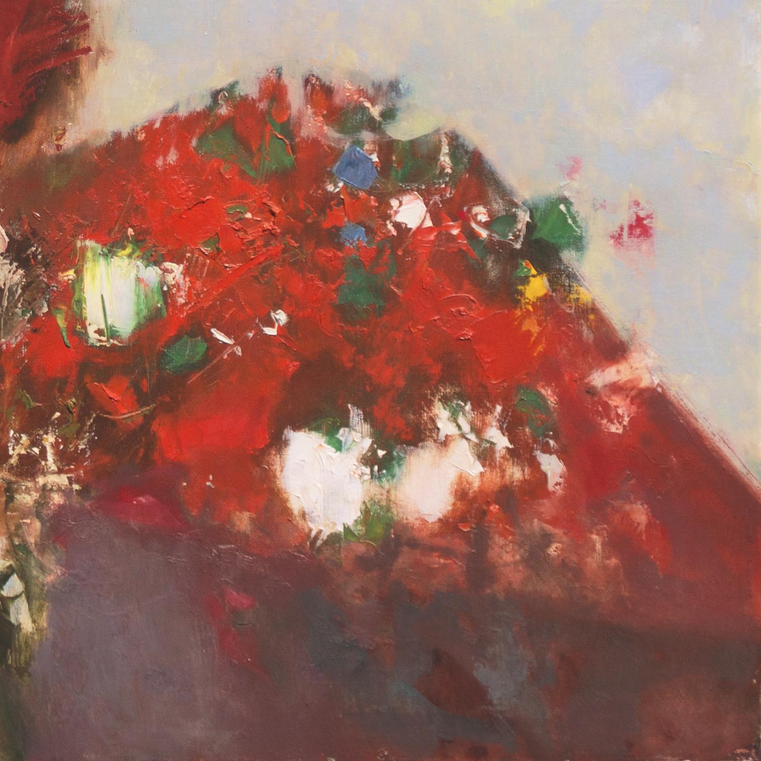 'Mount Fuji', Japanese Abstraction, Isle de St. Louis, Paris, Tokyo, Modernism - Beige Abstract Painting by Sakue Omori