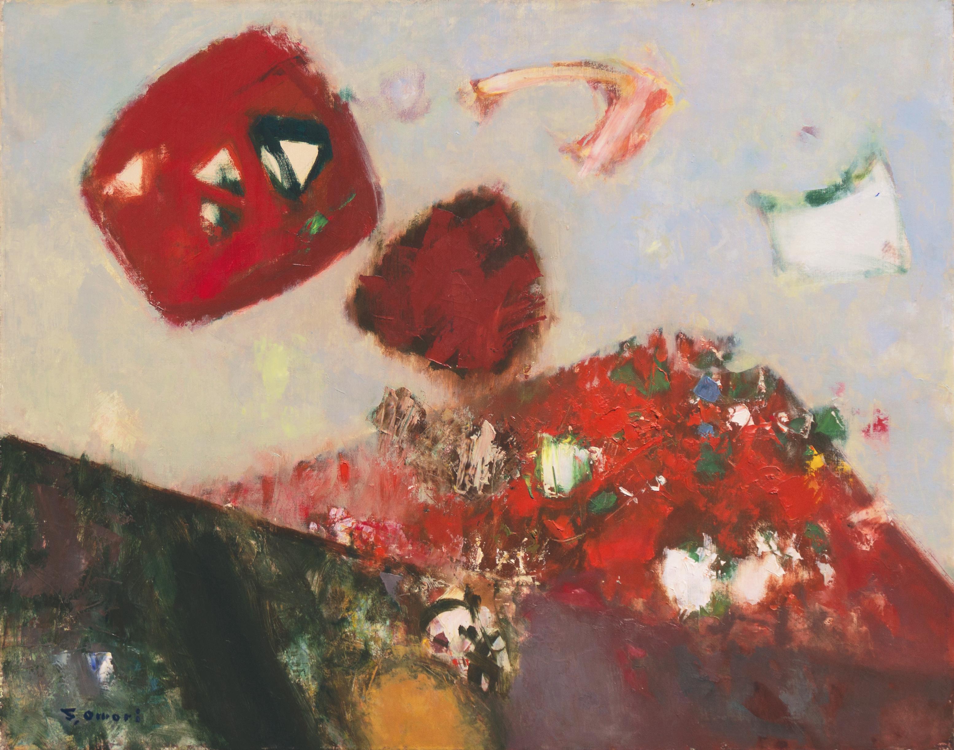 Sakue Omori Abstract Painting - 'Mount Fuji', Japanese Abstraction, Isle de St. Louis, Paris, Tokyo, Modernism