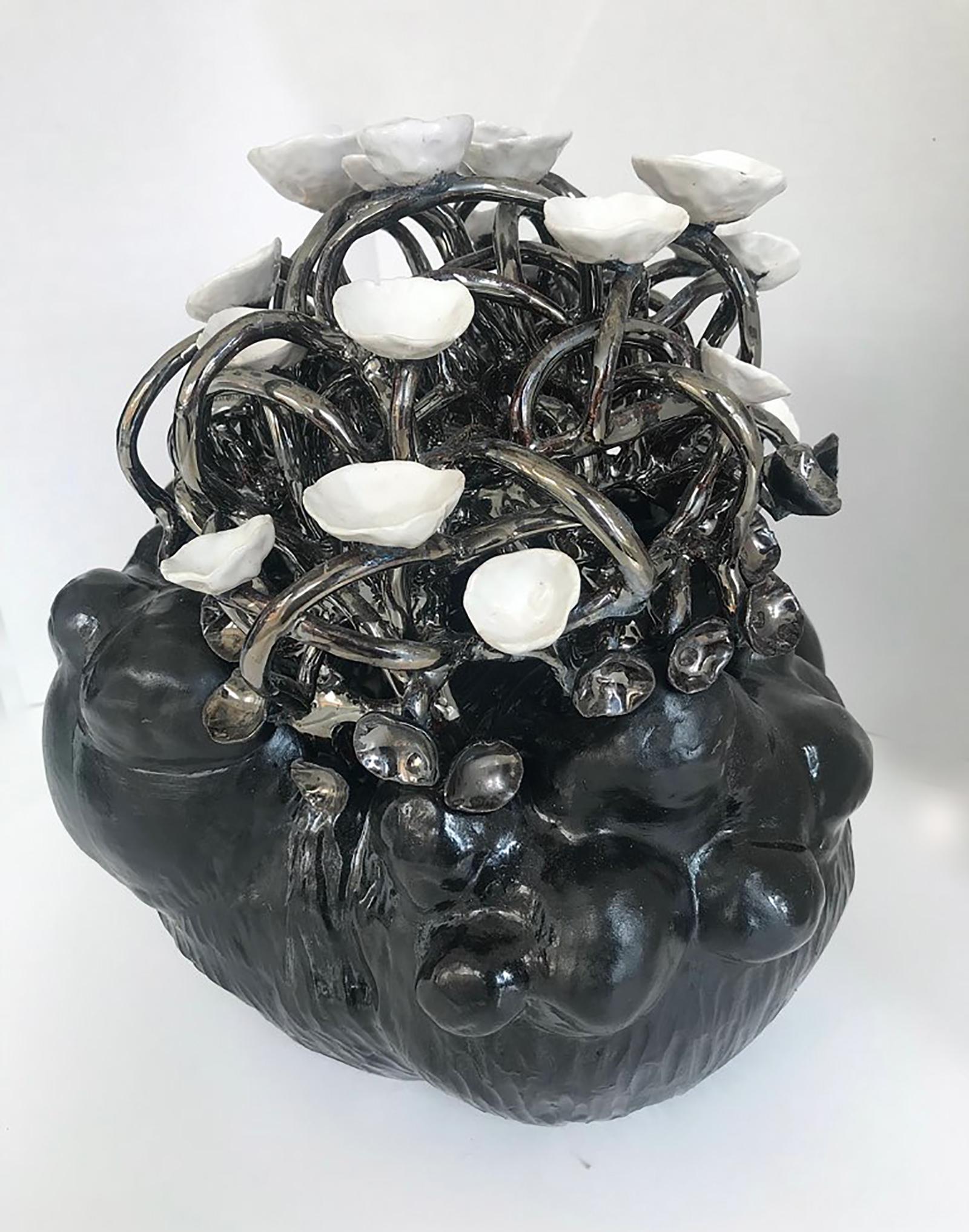 Glazed Sakura Collection Black Ceramic Sculpture