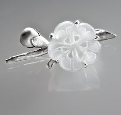 Sakura Contemporary Pendant by the Artist in Silver with Rock Crystal Flower