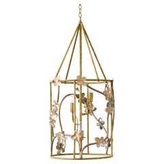 Lanterne florale Sakura en or brillant