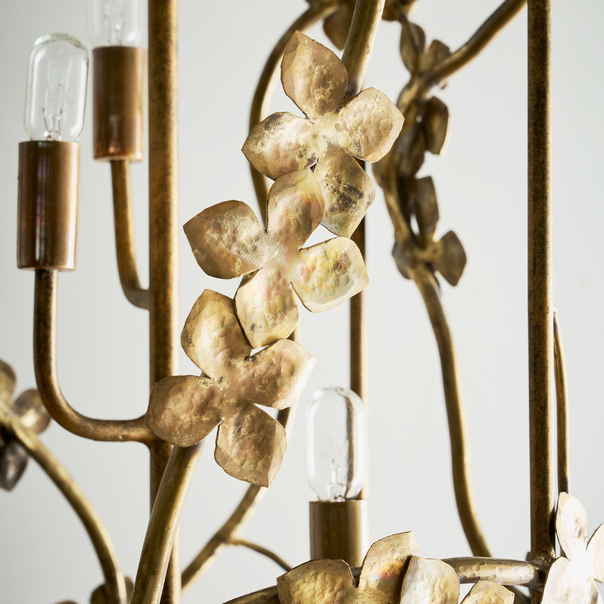 Welded Sakura Floral Lantern in Tobacco For Sale