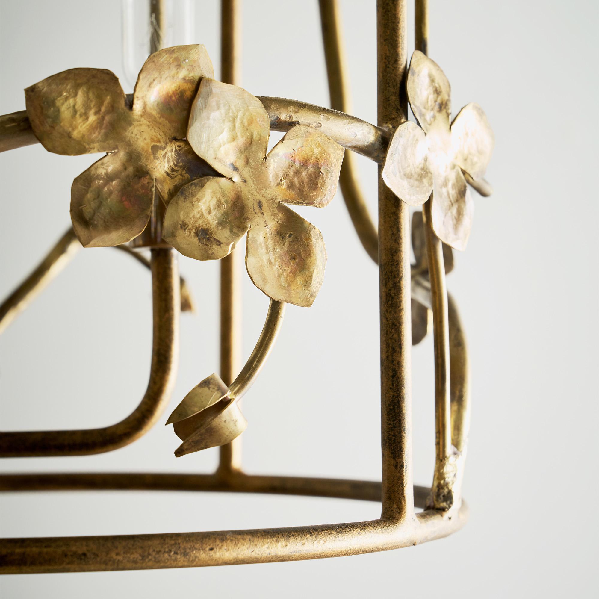 Sakura Floral Lantern in Tobacco In New Condition For Sale In Dallas, TX