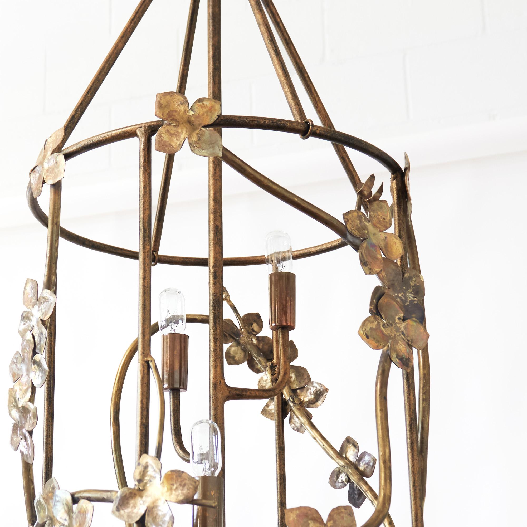 Contemporary Sakura Floral Lantern in Tobacco For Sale