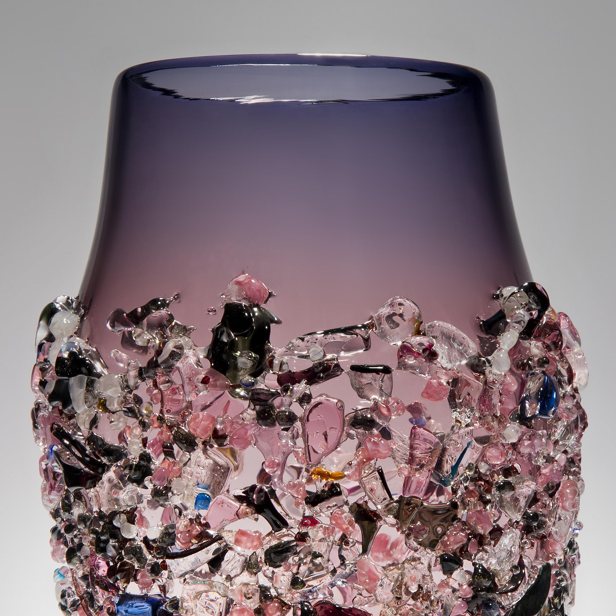 Organic Modern Sakura IV, a unique glass vase in purple with mixed colours by Maarten Vrolijk