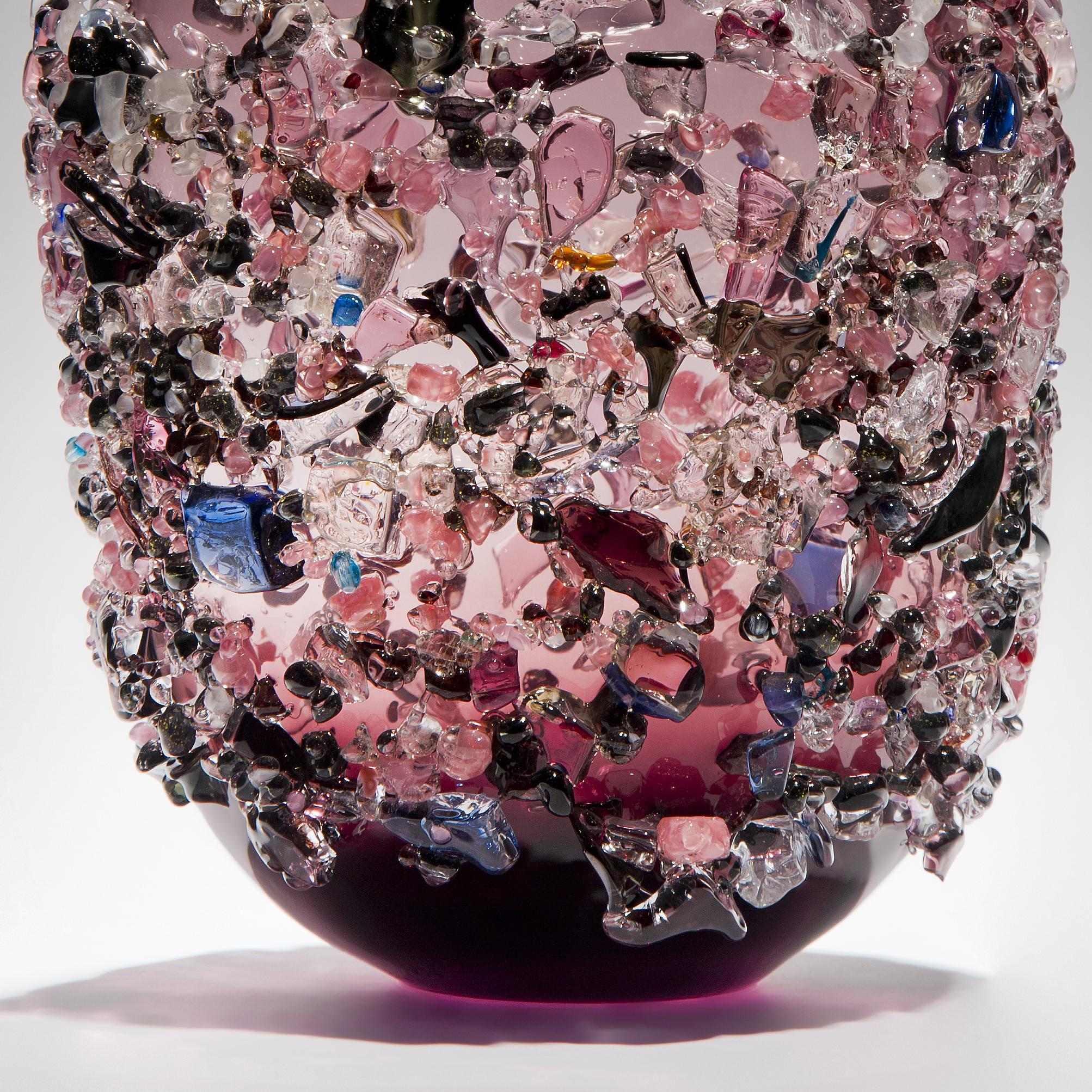 Dutch Sakura IV, a unique glass vase in purple with mixed colours by Maarten Vrolijk