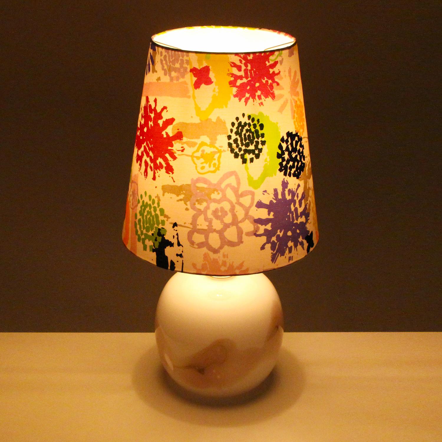 Sakura Large Blown Glass Table Lamp by Michael Bang Holmegaard 1980 with Shade In Good Condition In Brondby, Copenhagen