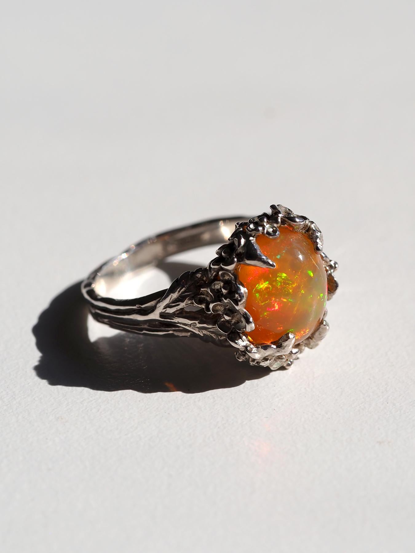 Sakura Opal Ring Silber Natürlicher Äthiopischer Opal One of a Kind Ring im Vintage-Stil im Angebot 5