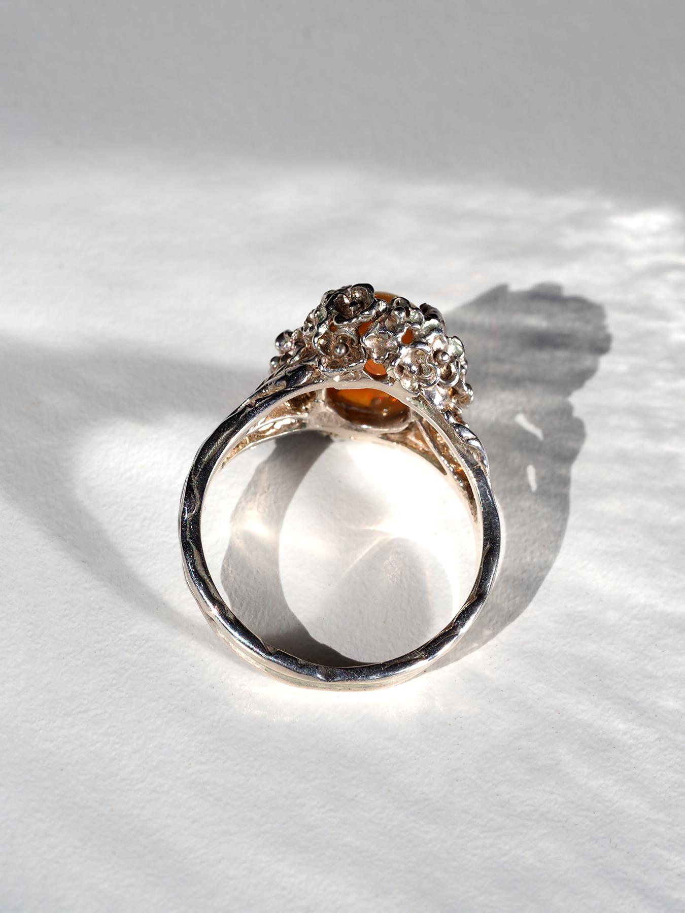 Sakura Opal Ring Silber Natürlicher Äthiopischer Opal One of a Kind Ring im Vintage-Stil im Angebot 9