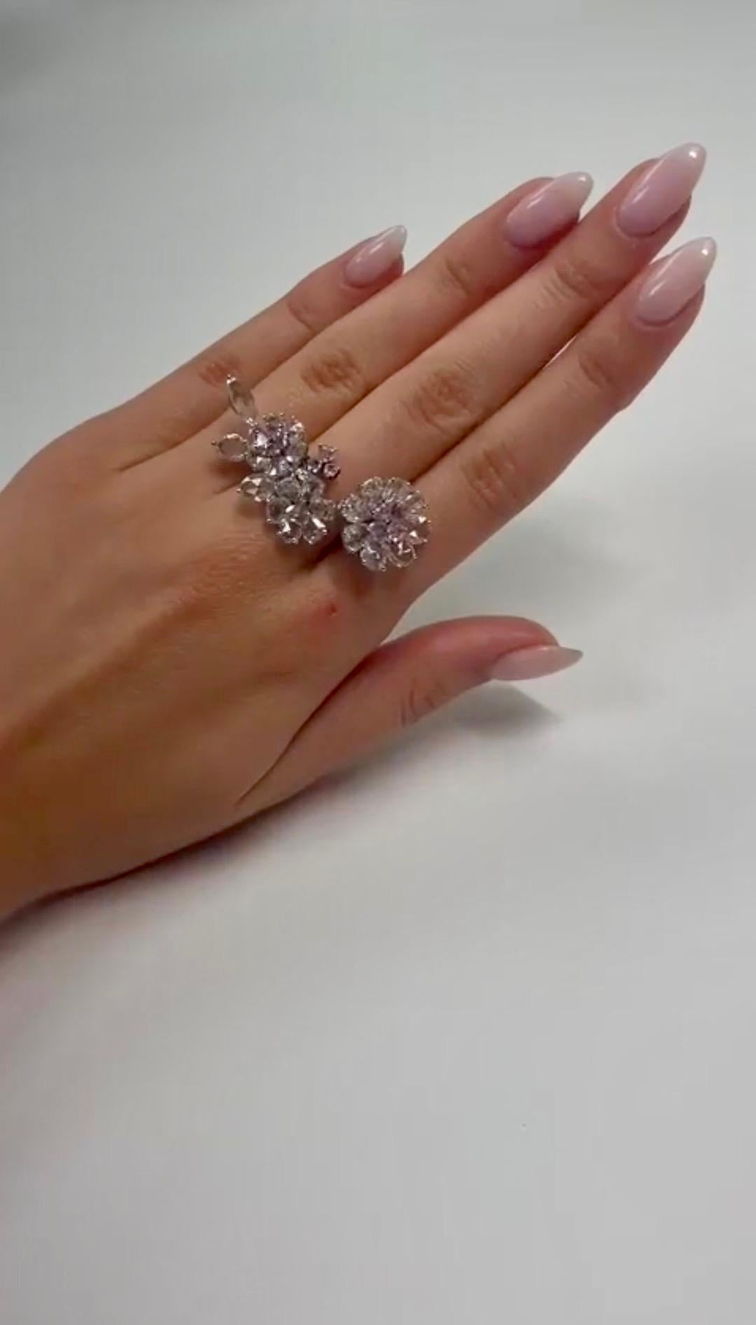 Sakura Pink Diamond Ring in 18K Gold 7.67 Carats of Pink and Rose-Cut Diamonds Damen im Angebot