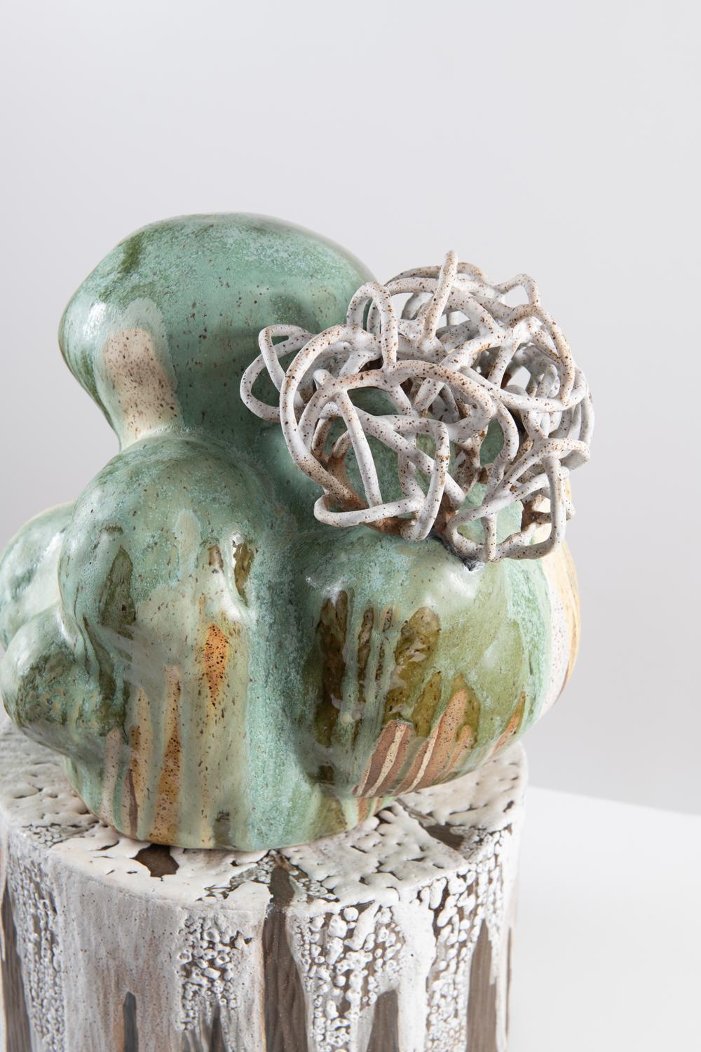 Contemporary Sakura Sculpture in Glazed Ceramic by Trish DeMasi For Sale