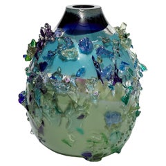 Sakura TFO23024, a black, aqua & sage green sculptural vase by Maarten Vrolijk