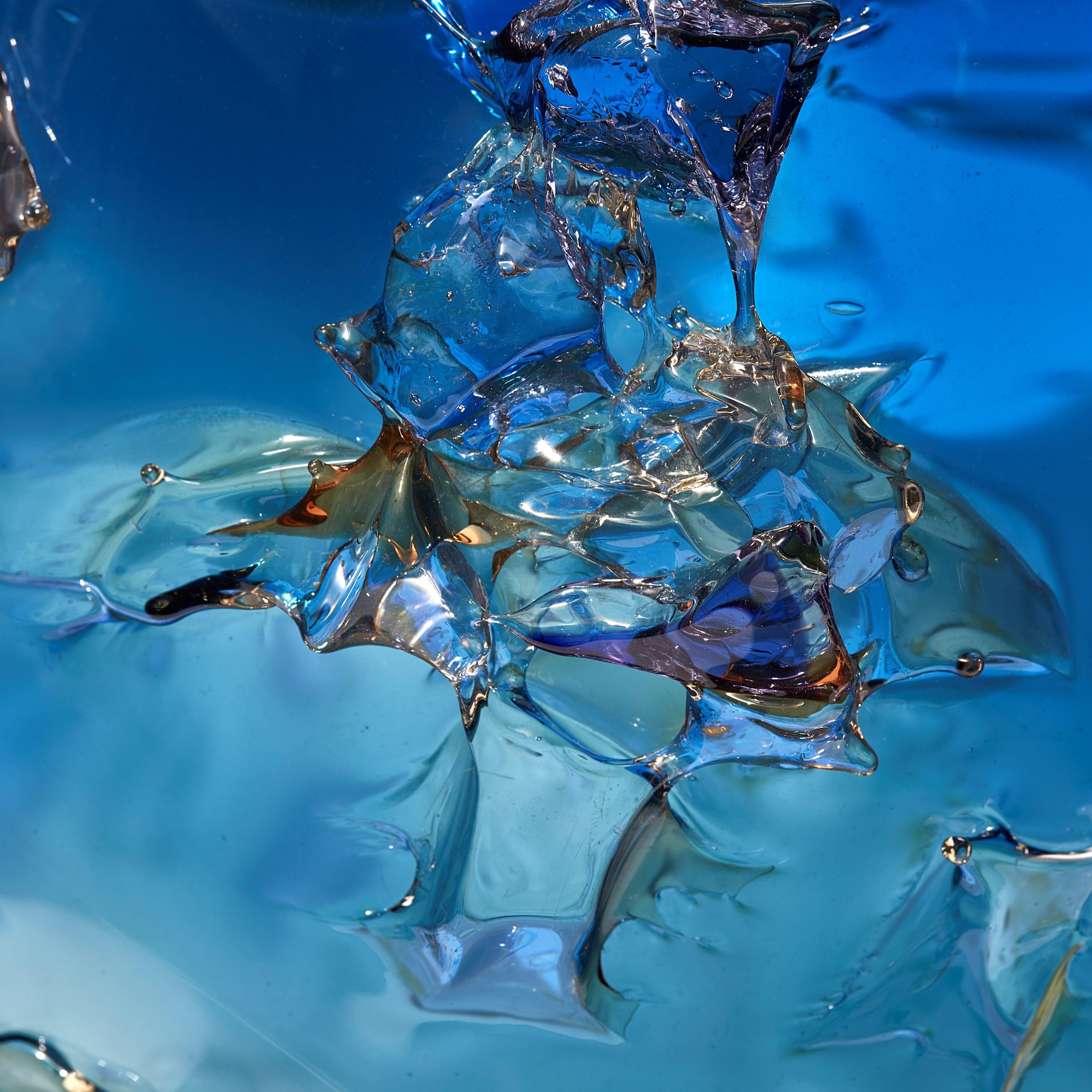Sakura TFO23028, aqua, cream & blue glass sculptural vase by Maarten Vrolijk For Sale 4