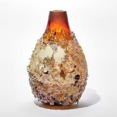 Sakura TFO23036, burnt orange & cream glass sculptural vessel by Maarten Vrolijk