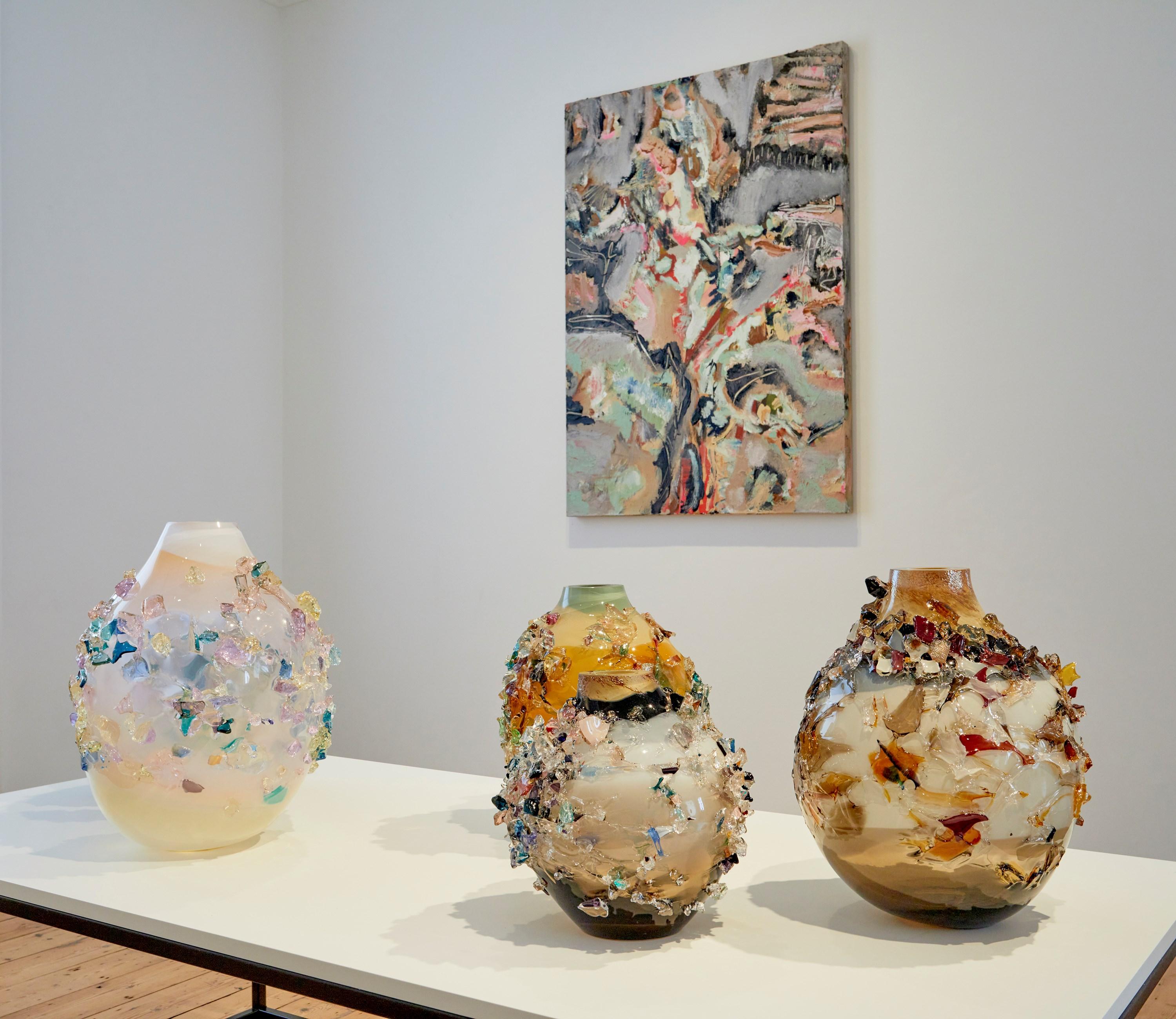 Sakura TFO24017, vaso scultoreo in vetro Sage, ambra e oro di Maarten Vrolijk in vendita 1