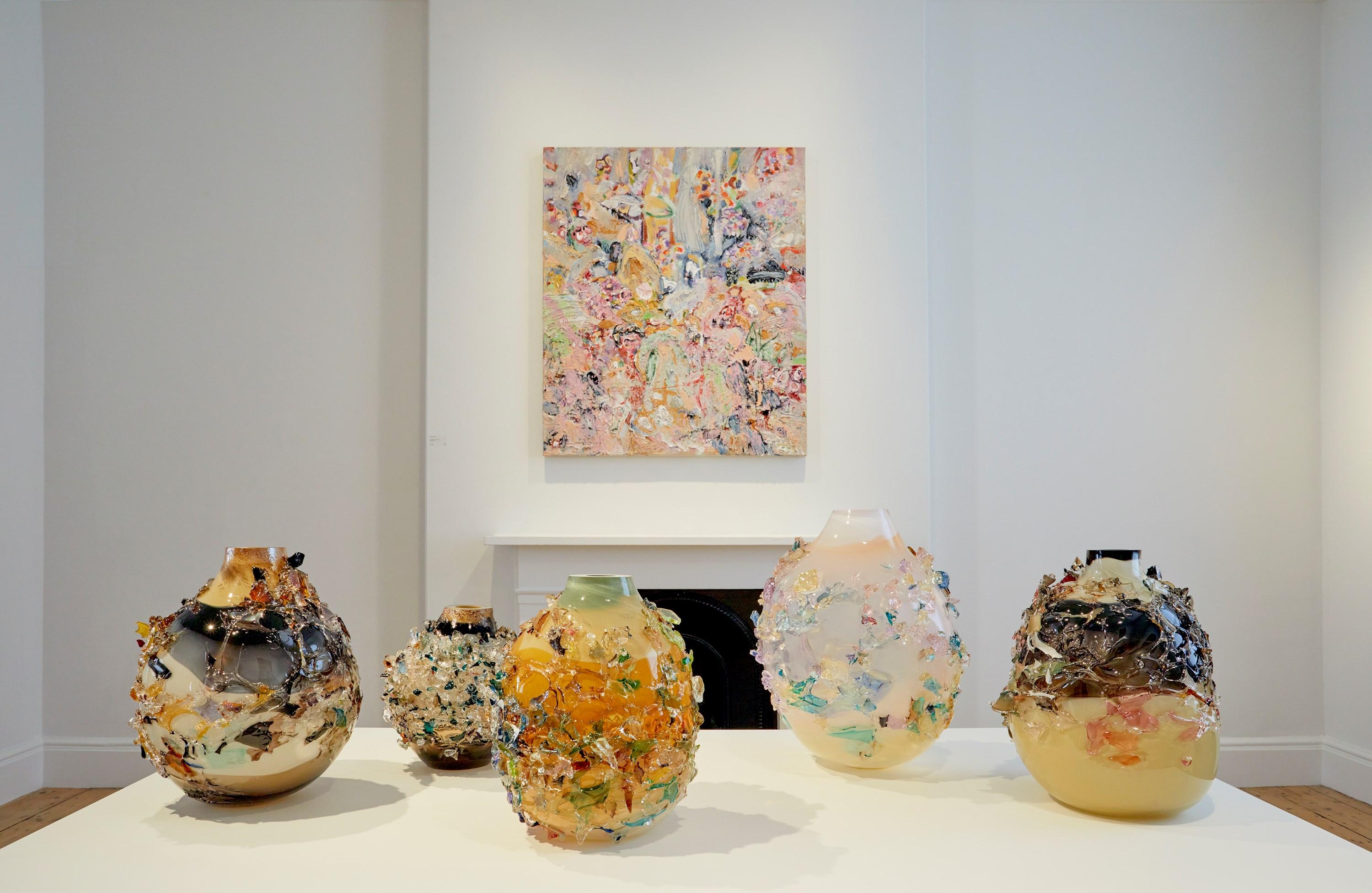 Sakura TFO24024, a grey, cream & brown glass sculptural vase by Maarten Vrolijk in vendita 2
