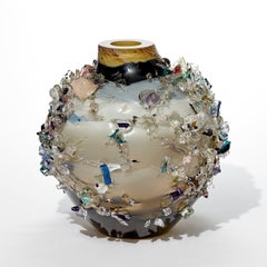 Sakura TFO24024, a grey, cream & brown glass sculptural vase by Maarten Vrolijk