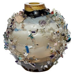 Sakura TFO24024, a grey, cream & brown glass sculptural vase by Maarten Vrolijk