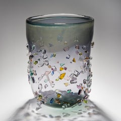 Sakura TRP18018, grey, clear & soft purple handblown vase by Maarten Vrolijk