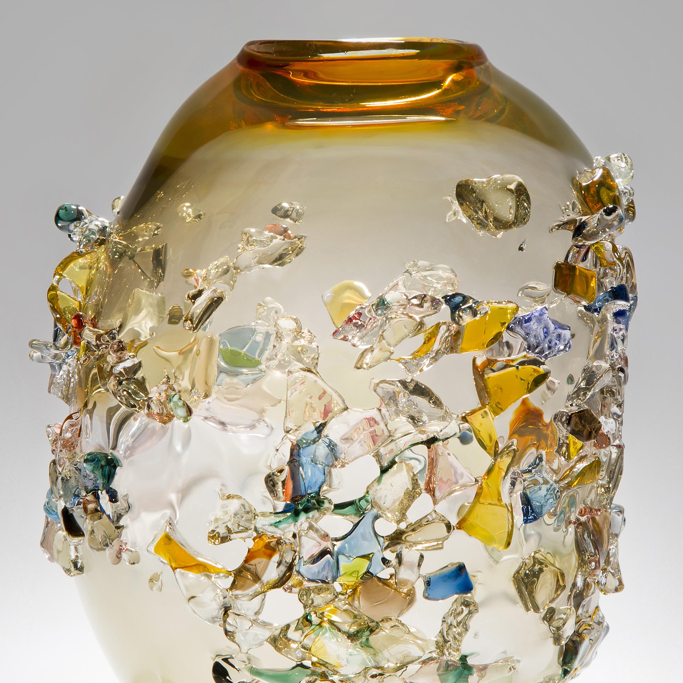 Dutch Sakura TRP19015, a Glass Vase in Yellow with Mixed Colors by Maarten Vrolijk