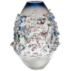 Sakura TRP19018, a Glass Vase in Blue with Mixed Colors by Maarten Vrolijk