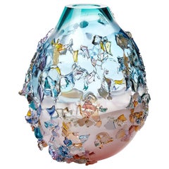 Sakura TRP20009, a Glass Vase in Turquoise with Mixed Colors by Maarten Vrolijk