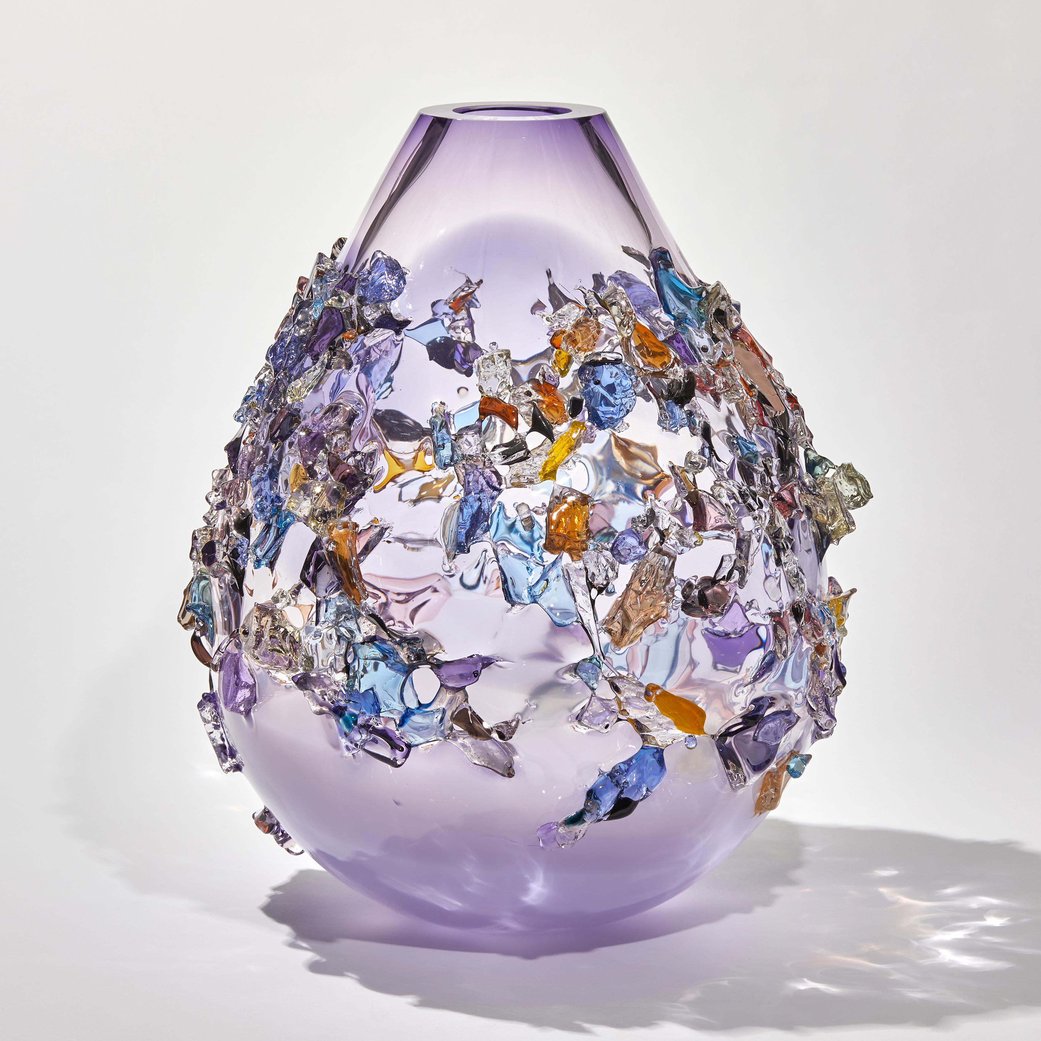 Organic Modern Sakura TRP21001, a Glass Vase in Lilac with Mixed Colors by Maarten Vrolijk