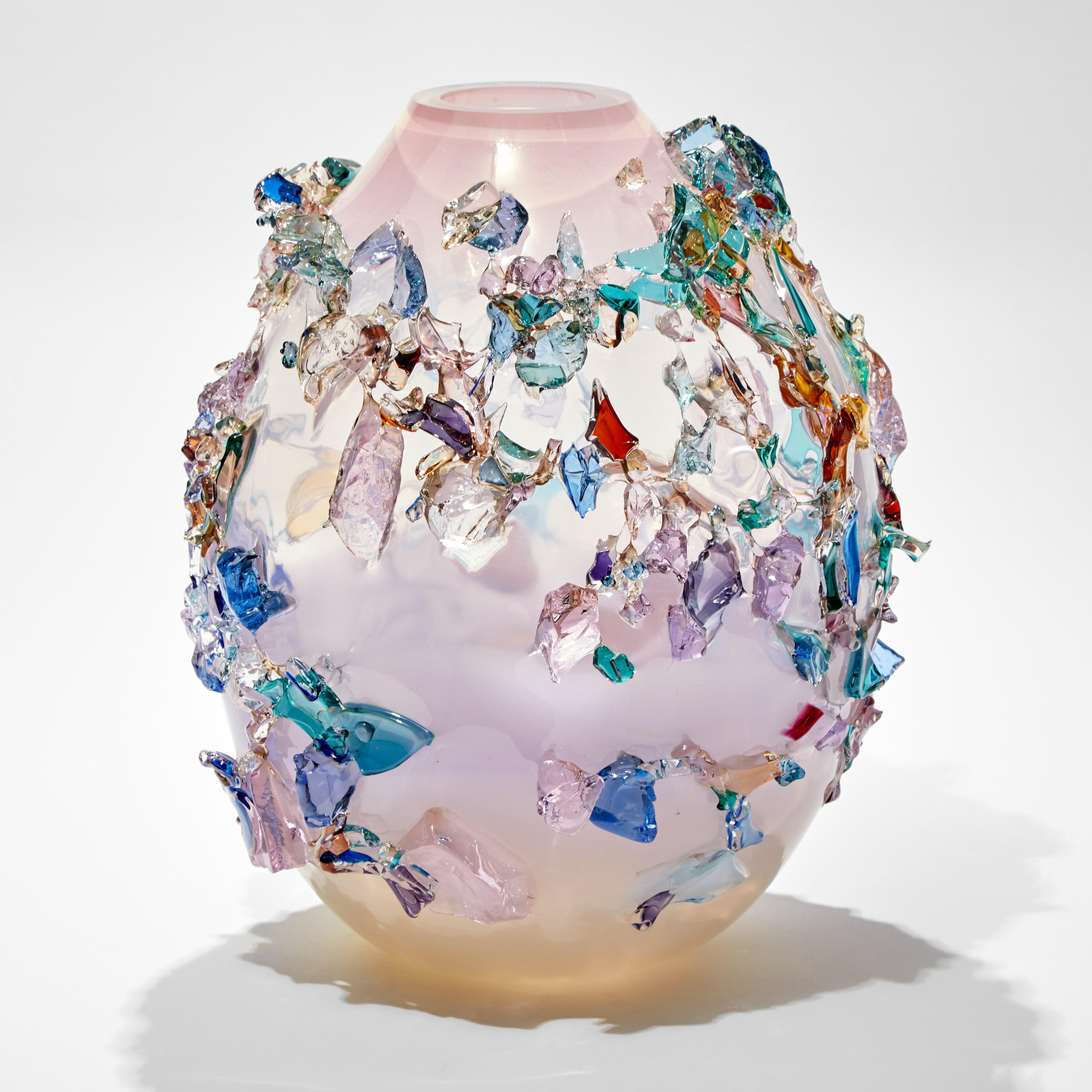 Organic Modern Sakura TRP21010, a Glass Vase in Pink with Mixed Colors by Maarten Vrolijk