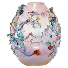 Sakura TRP21010, a Glass Vase in Pink with Mixed Colours by Maarten Vrolijk