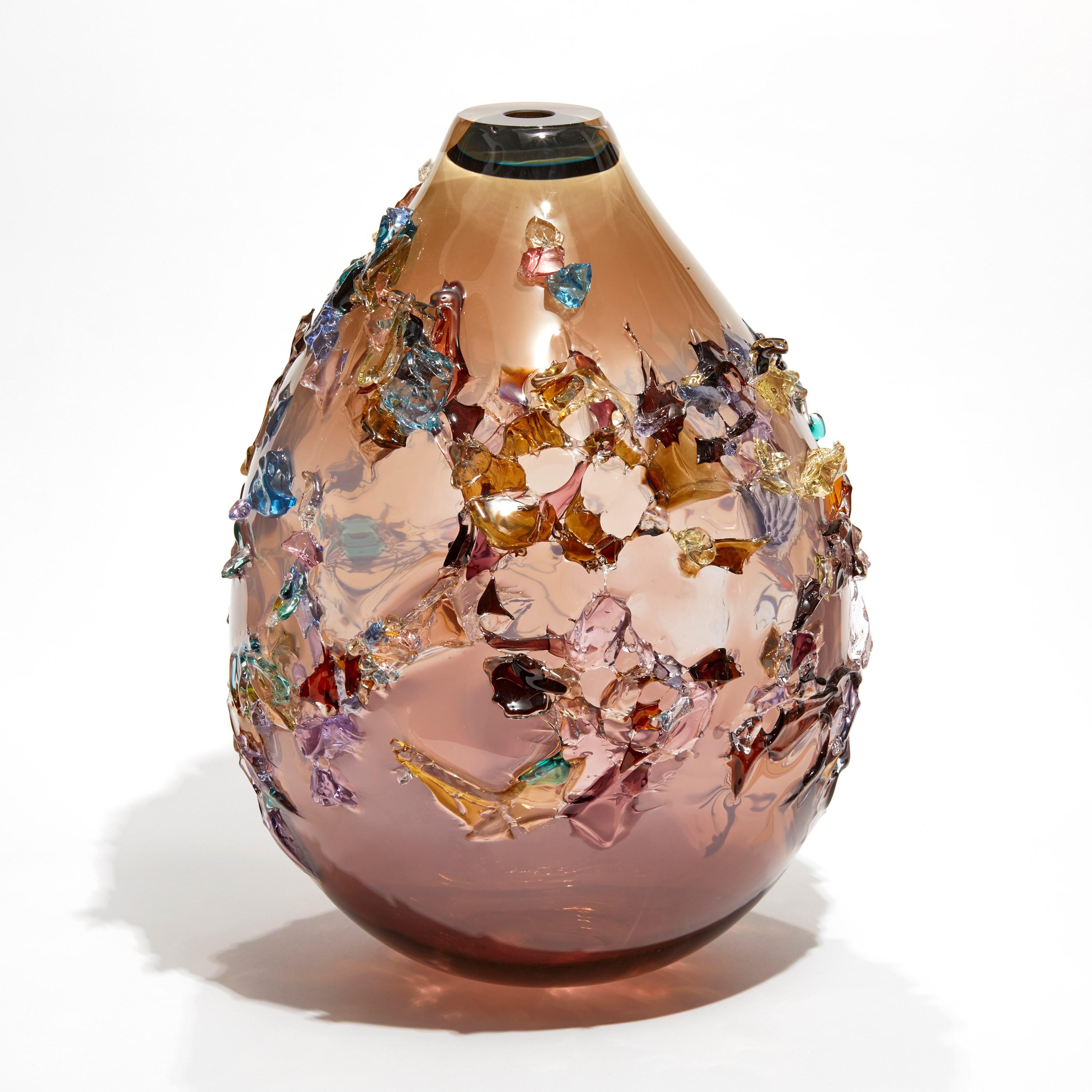 Organic Modern  Sakura TRP22003, Aubergine with Mixed Colors Sculptural Vase by Maarten Vrolijk