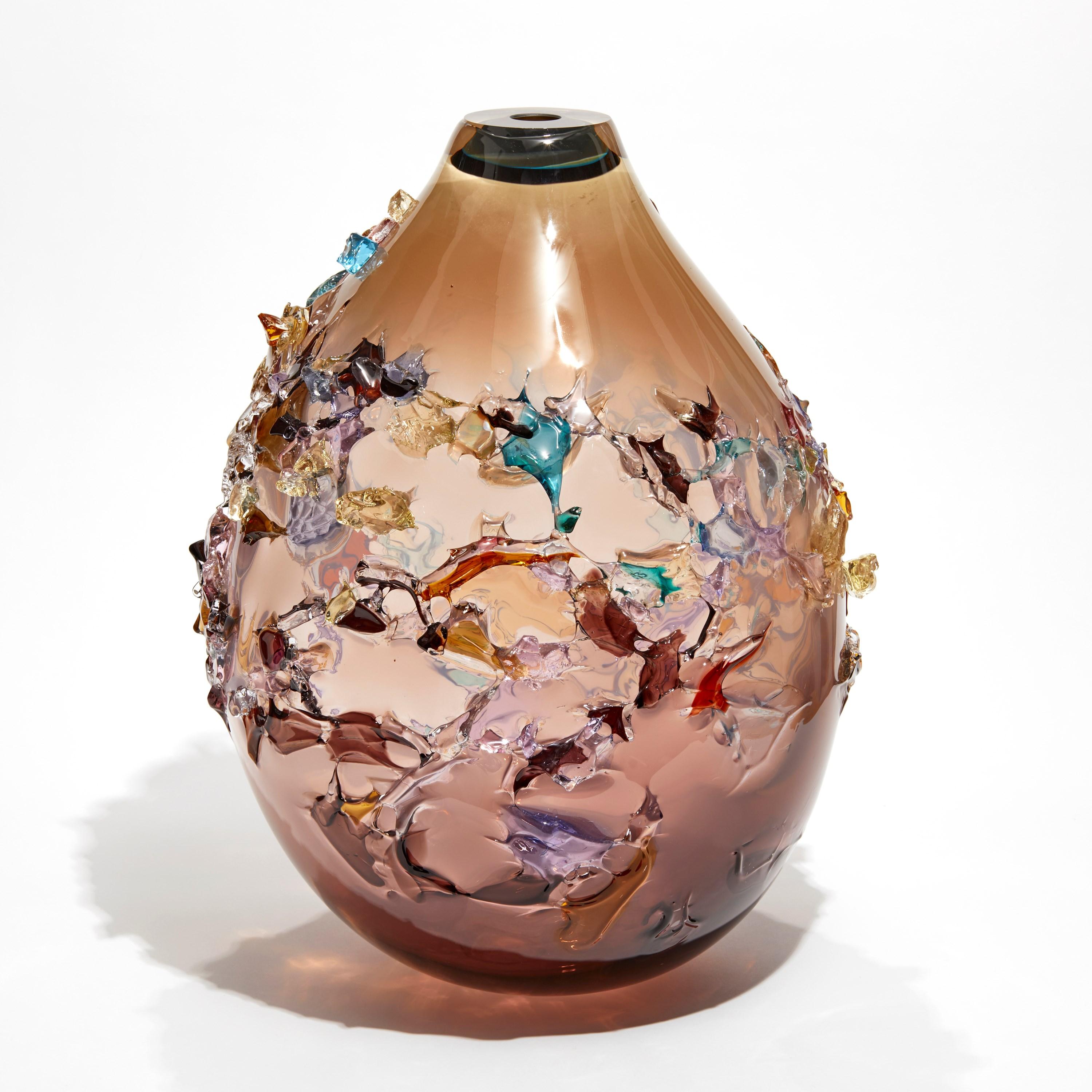 Dutch  Sakura TRP22003, Aubergine with Mixed Colors Sculptural Vase by Maarten Vrolijk