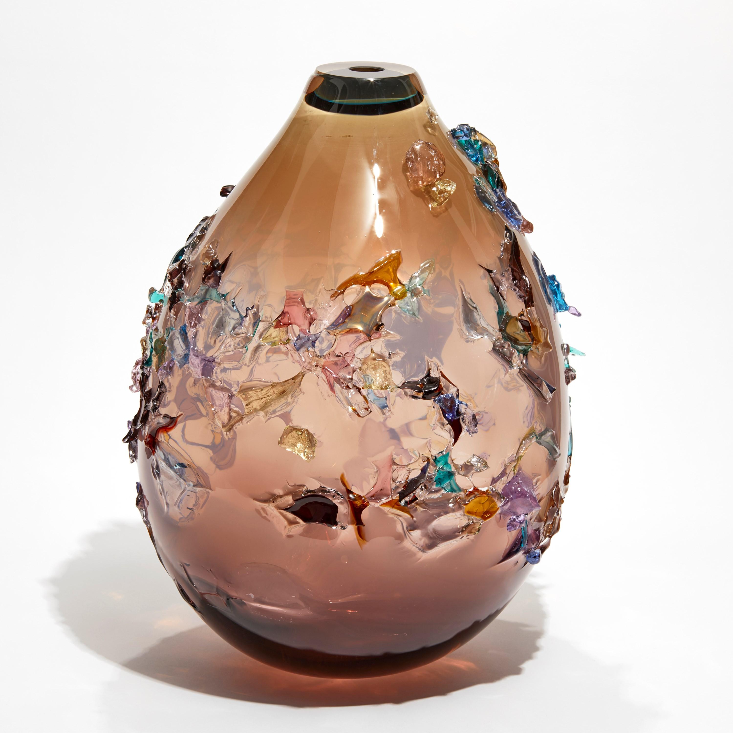 Hand-Crafted  Sakura TRP22003, Aubergine with Mixed Colors Sculptural Vase by Maarten Vrolijk