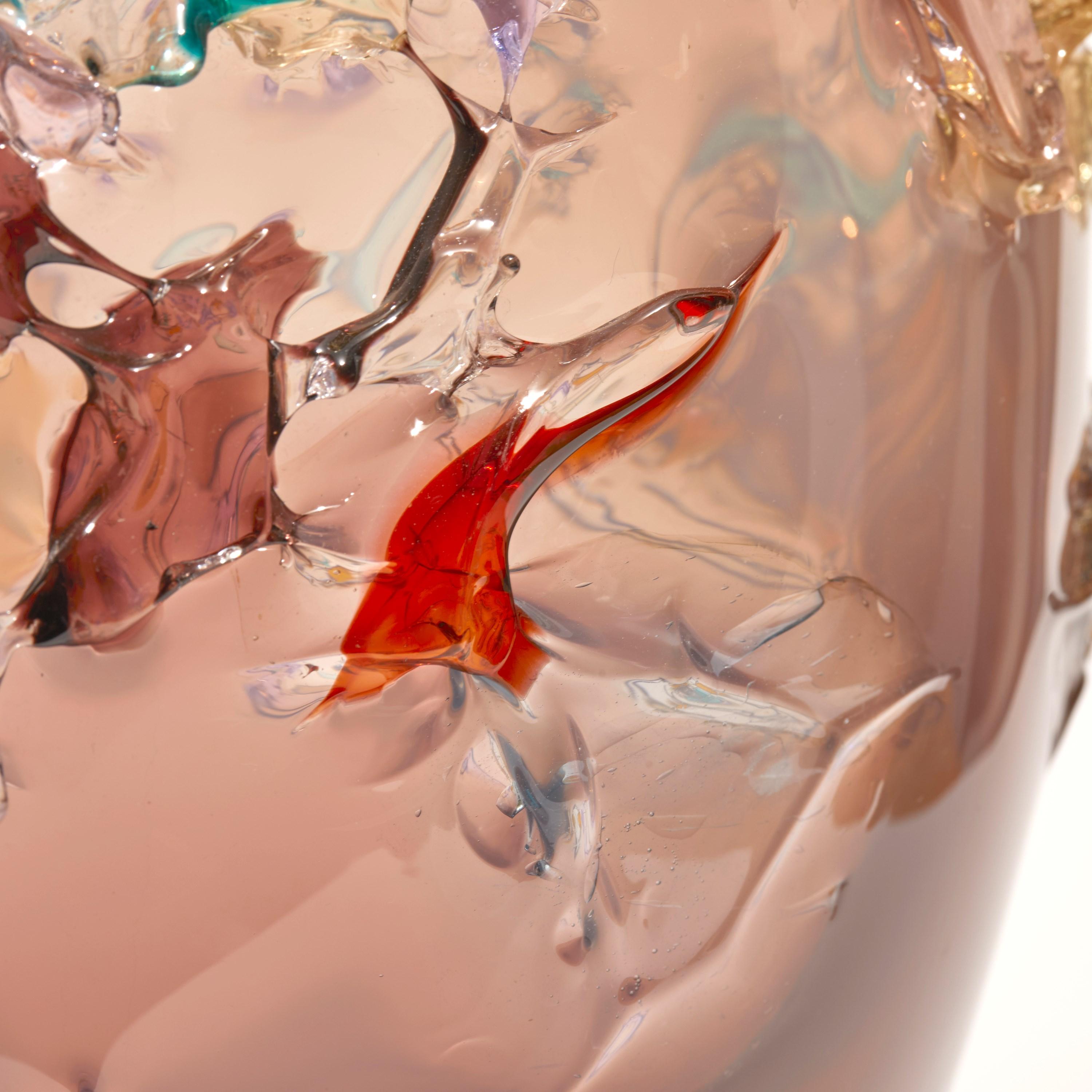 Glass  Sakura TRP22003, Aubergine with Mixed Colors Sculptural Vase by Maarten Vrolijk