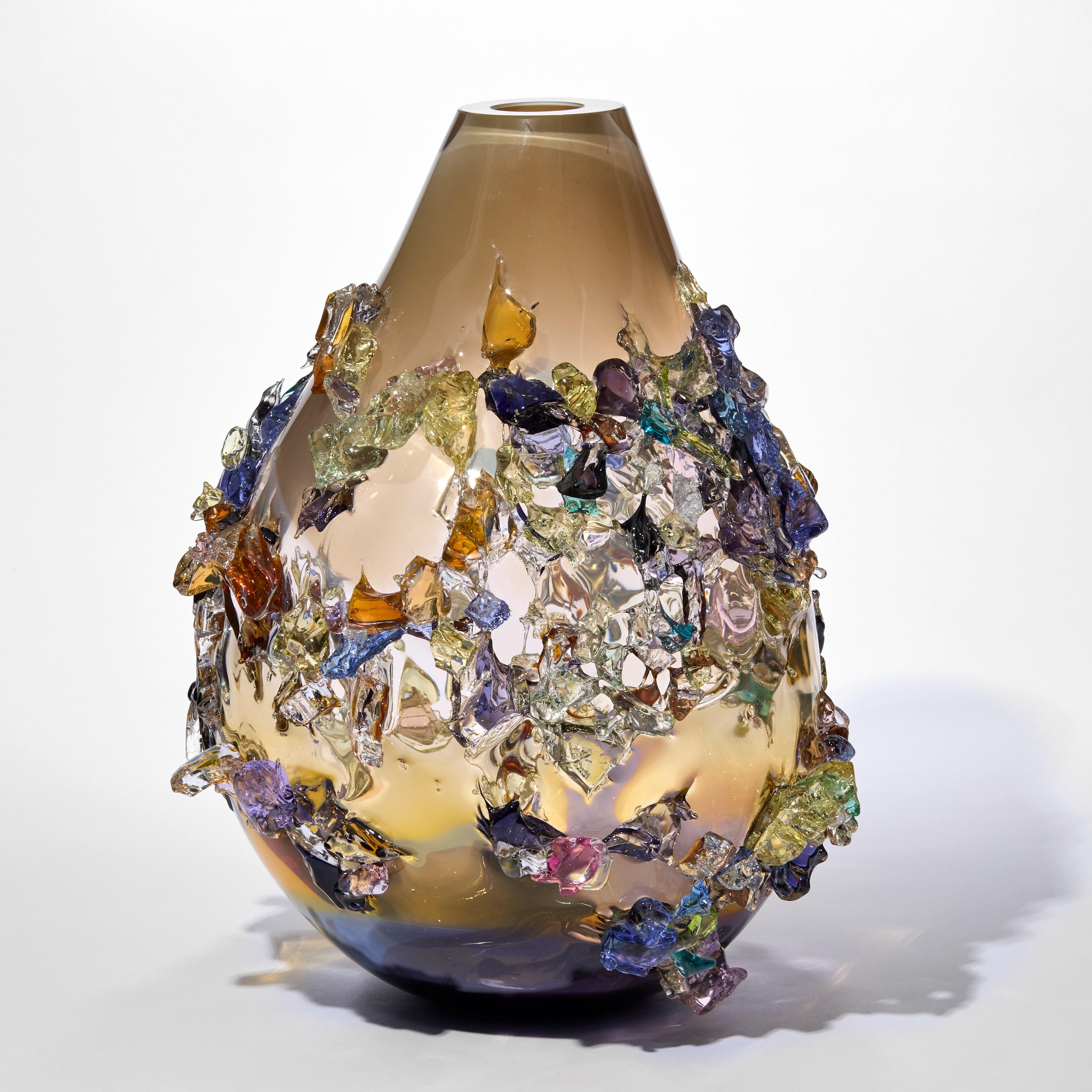 Organique Vase sculptural Sakura TRP23003, bronze et violet soufflé à la main par Maarten Vrolijk en vente