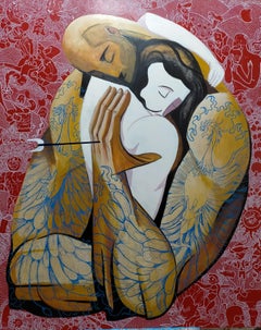 "Abrazo en un mundo que no entiendo". Contemporaneo, Pop, Surrealistico, Figurativo